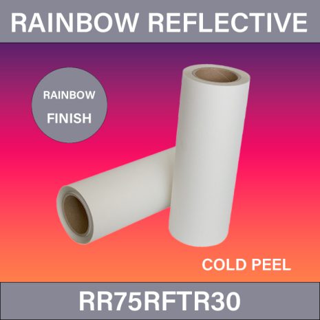 Rainbow DTF Transfer Film Roll – 75μm Rainbow Reflective Single Side Coated DTF Transfer Film 0.30×100M Roll Rainbow Reflective Finish