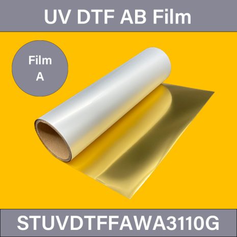 Golden UV DTF Film – 200μm Film A In Roll For Printing With Adhesive Layer 0.31×100M